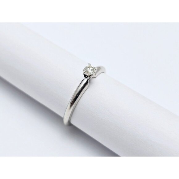 Unique 14K Solid White Gold Wedding Engagement Solitaire Round Cut Diamond Ring - Picture 5 of 16